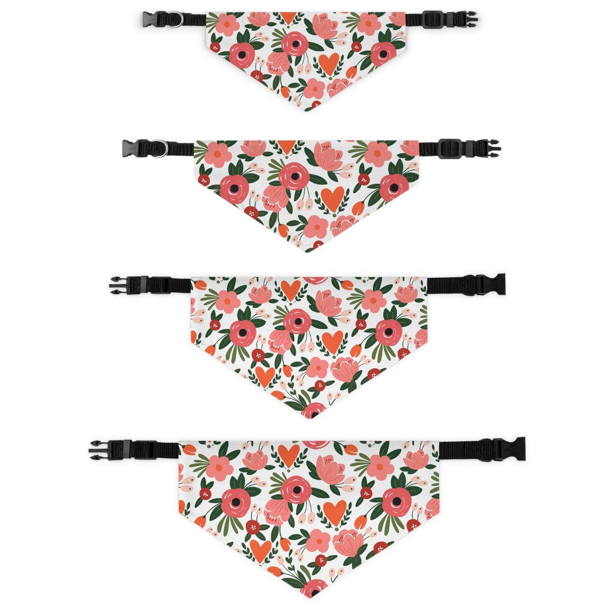 Custom Pet Portrait Tote Bag and Matching Dog Bandana - Hearts