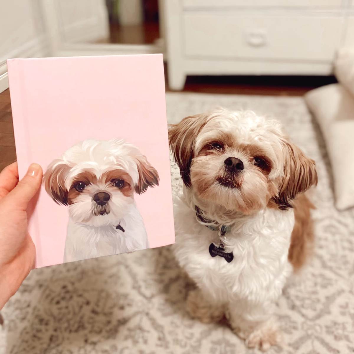 Custom Pet Portrait Hardcover Journal - Floral