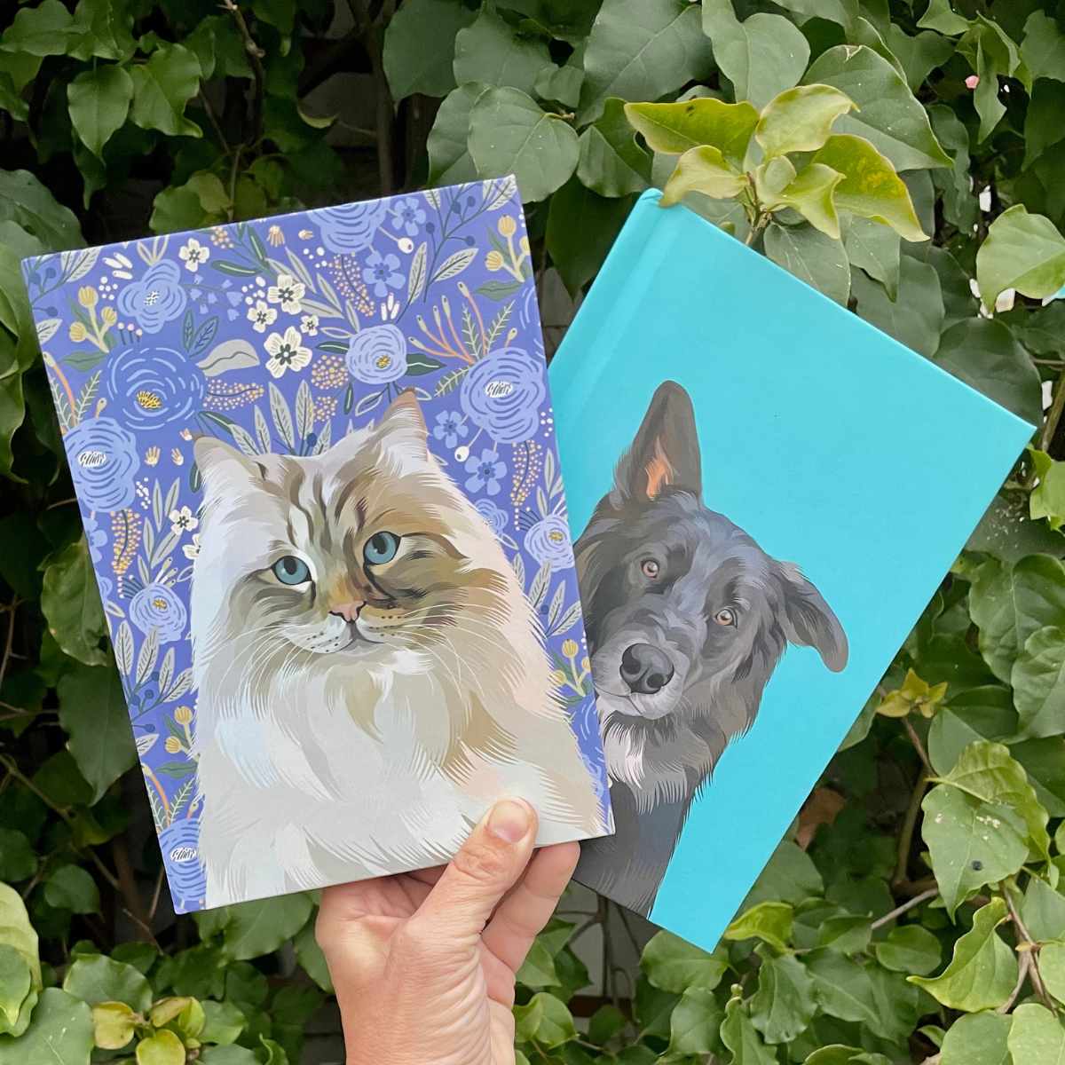 Custom Pet Portrait Hardcover Journal - Floral