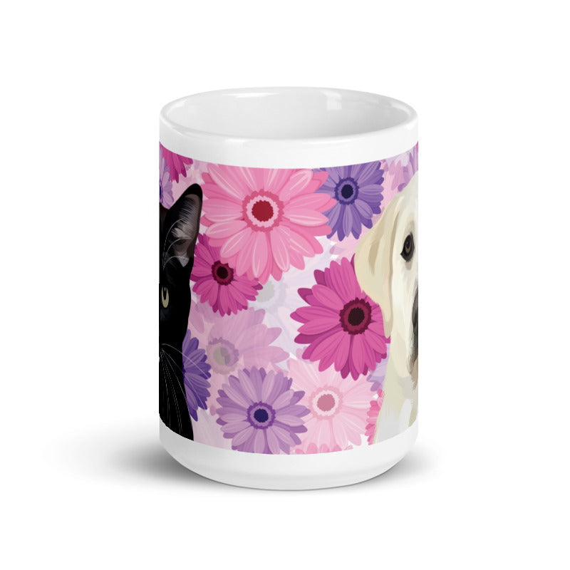 Custom Pet Portrait Mug - Florals