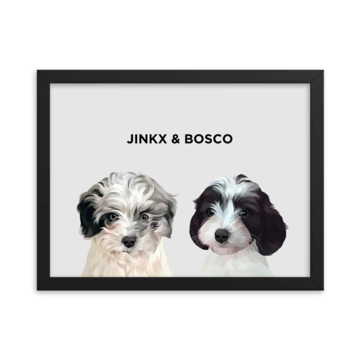 Custom Pet Portrait - Two Pets (Framed)