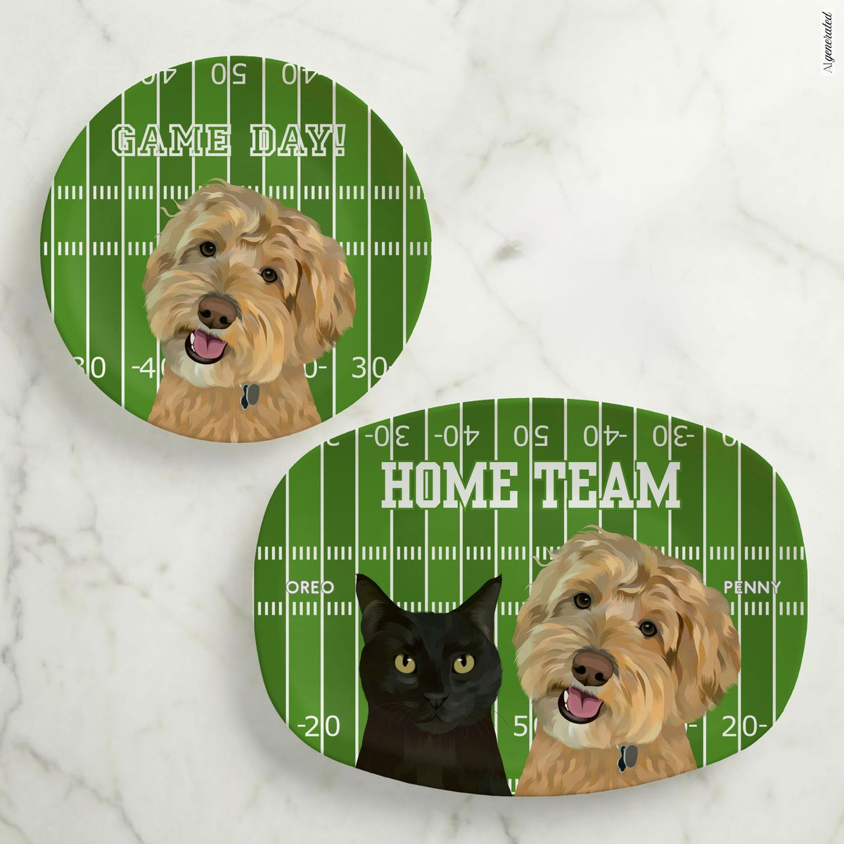 Custom Football Pet Portrait Plates and Platters - NEW!