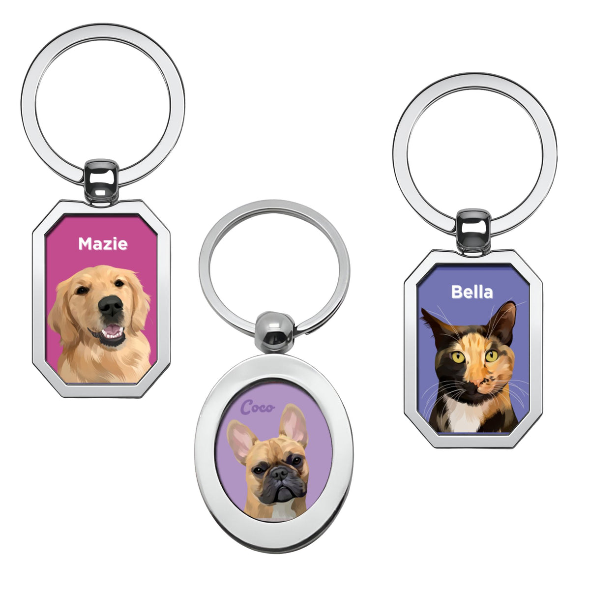 Custom Pet Portrait Keychain - NEW!