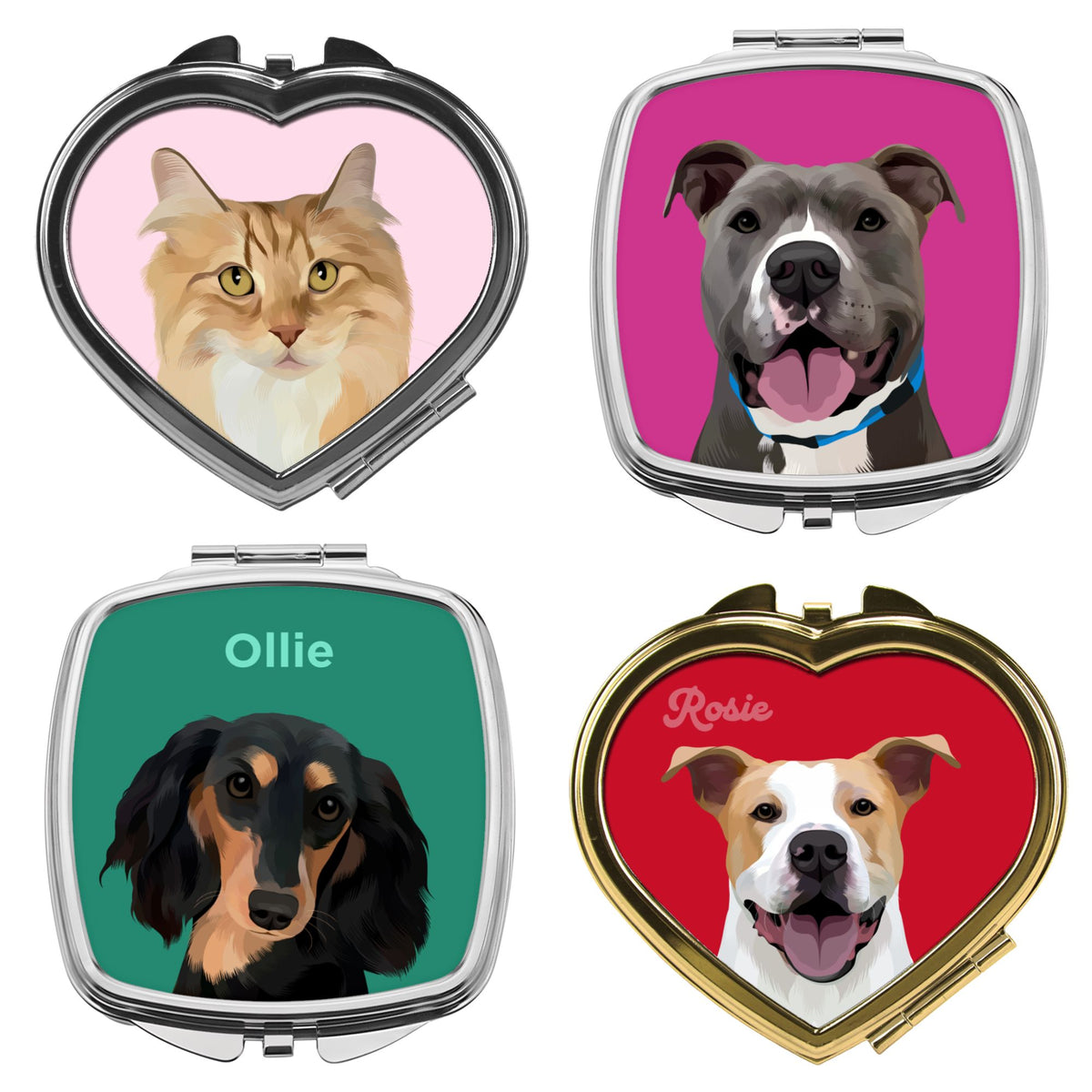 Custom Pet Portrait Mirror Compact - NEW