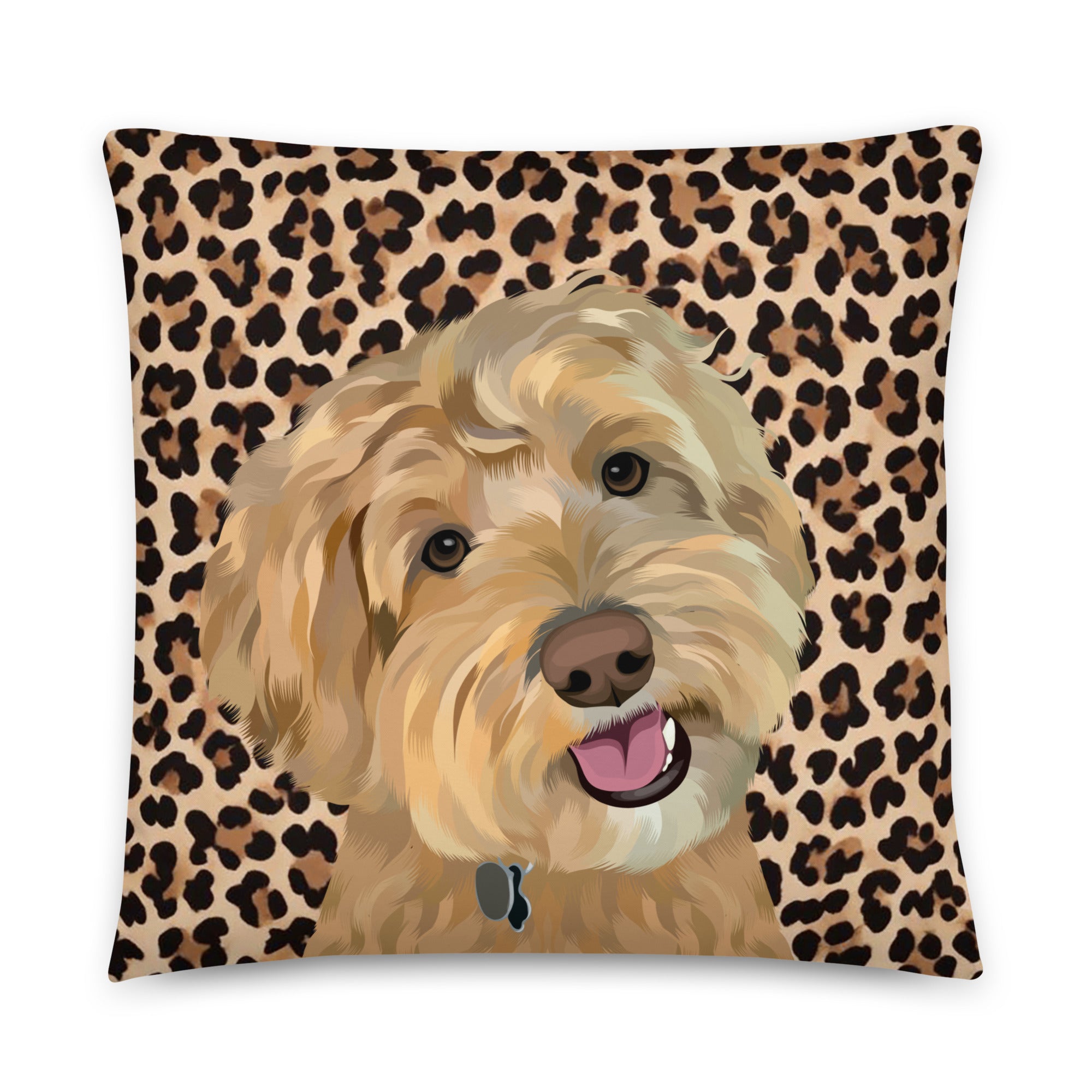 Custom Pet Portrait Pillow - Leopard Print - NEW!