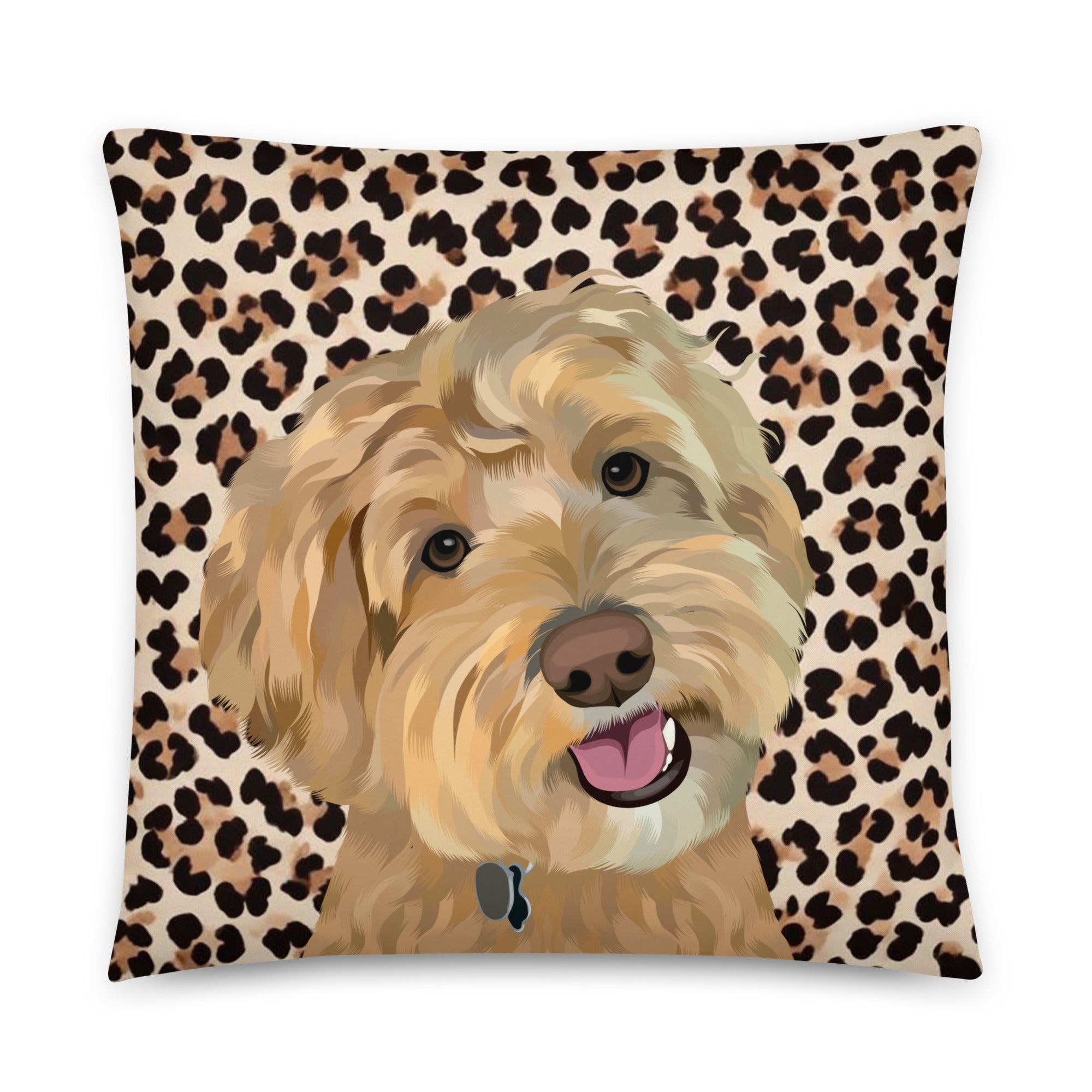 Custom Pet Portrait Pillow - Leopard Print - NEW!