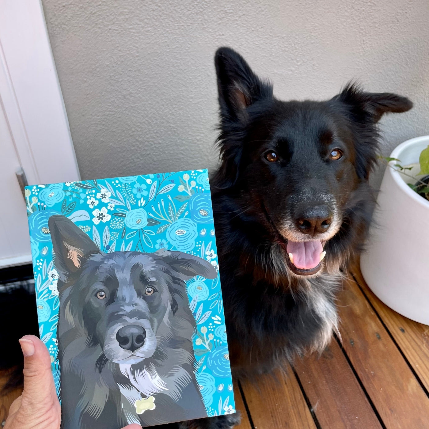 Custom Pet Portrait Hardcover Journal - Spring Florals