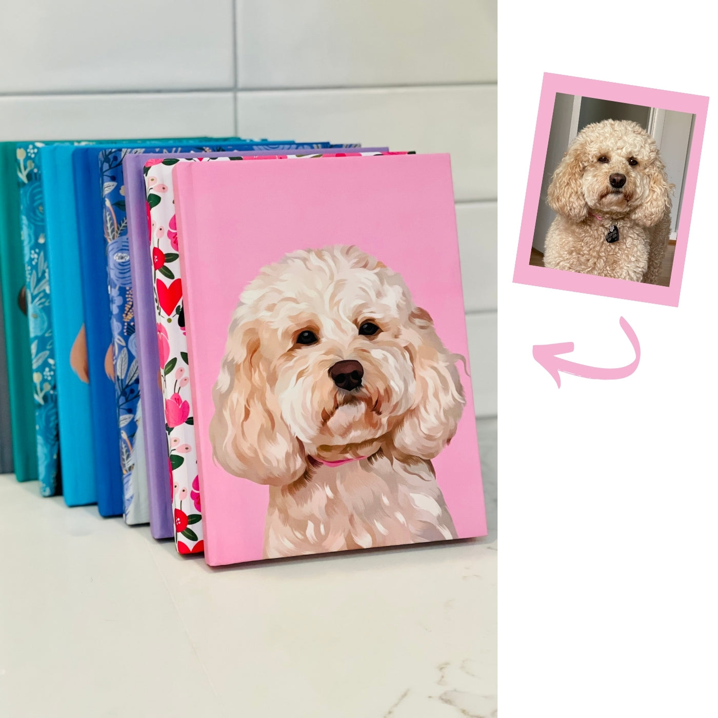 Custom Pet Portrait Hardcover Journal - Hearts