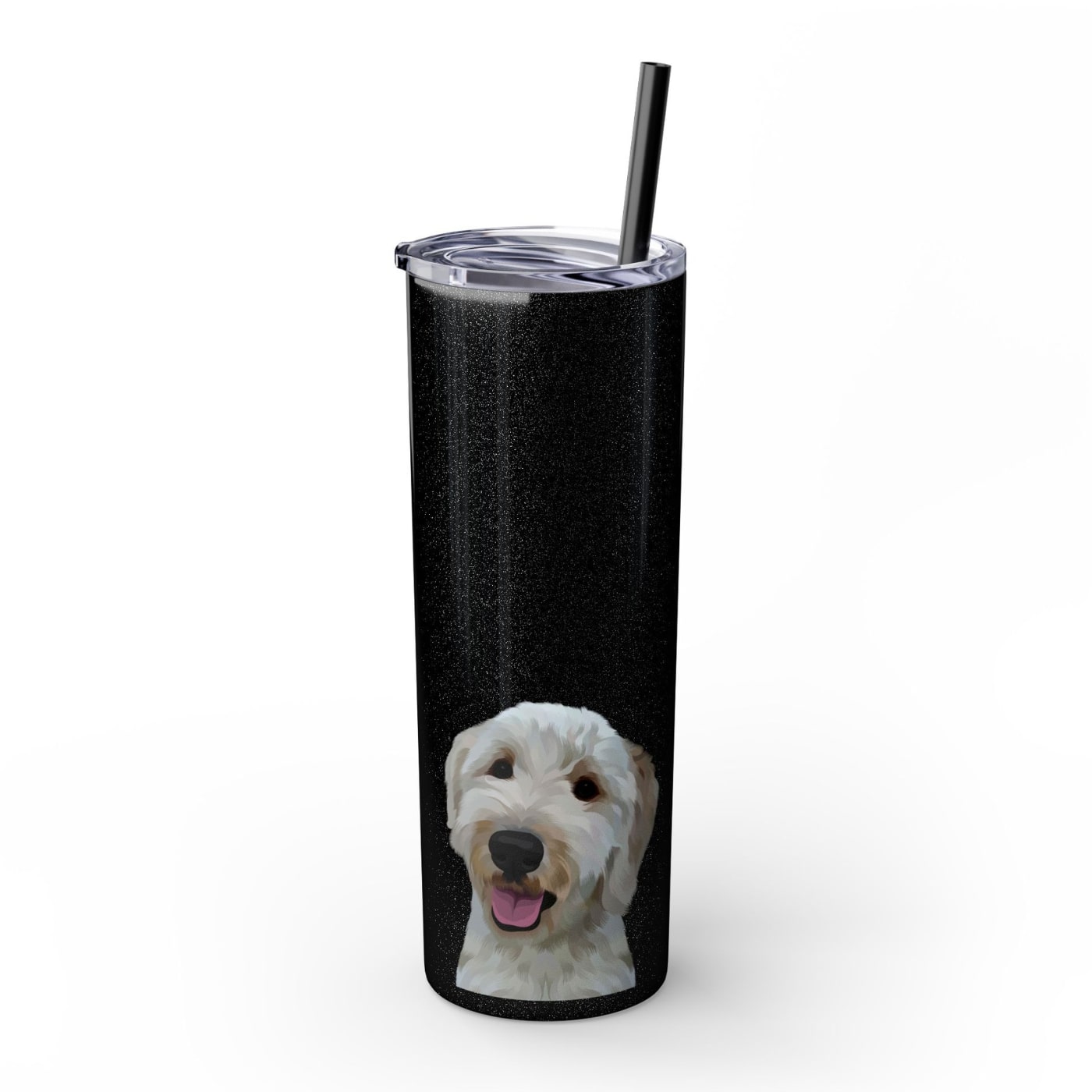 Custom Pet Portrait Skinny Glitter Tumbler - NEW!