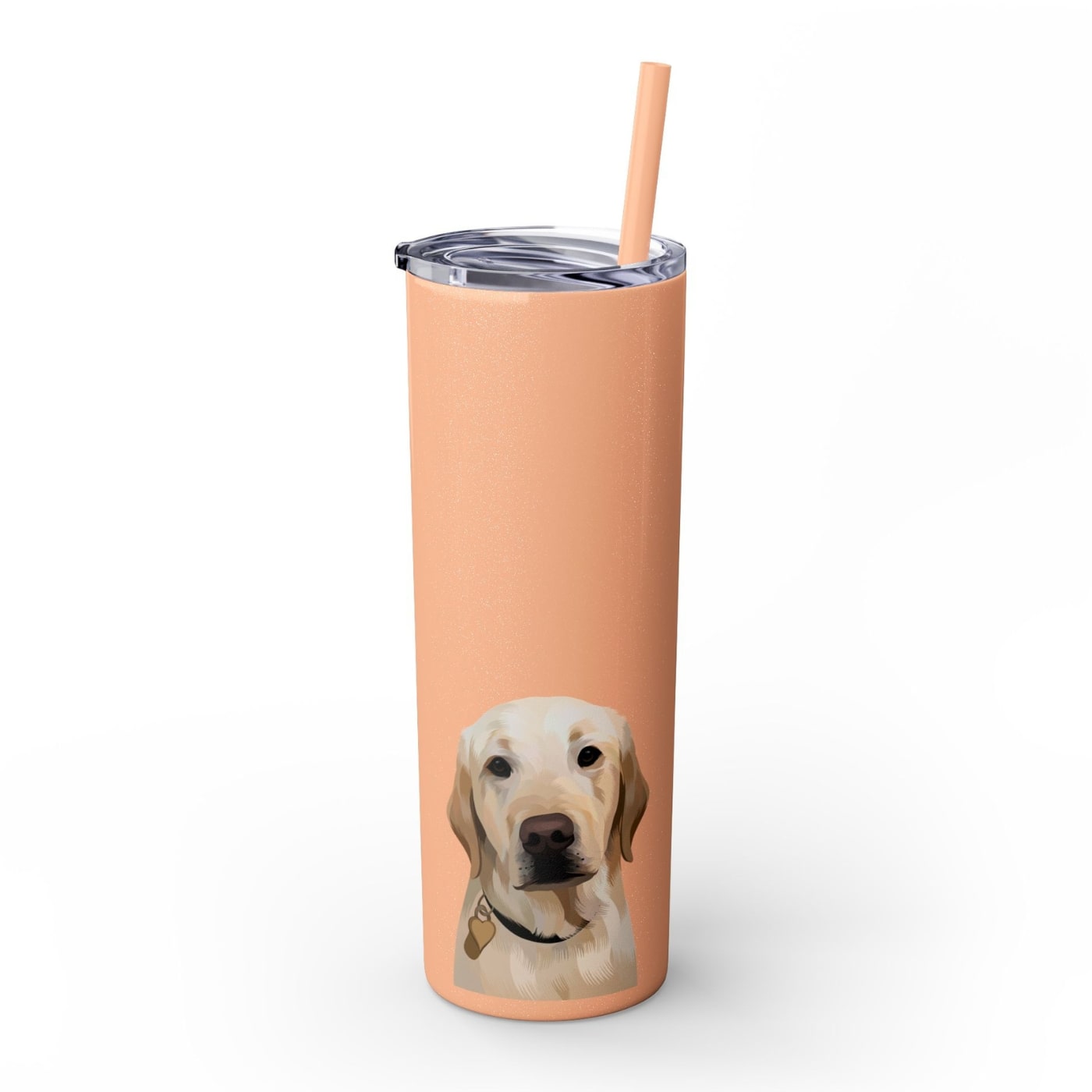 Custom Pet Portrait Skinny Glitter Tumbler - NEW!