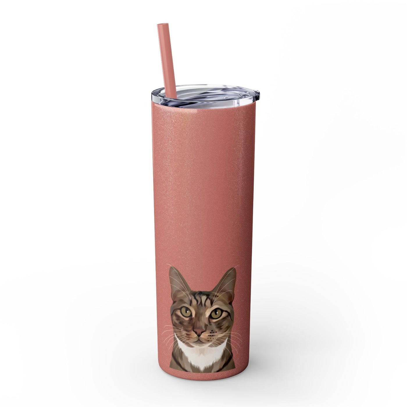 Custom Pet Portrait Skinny Glitter Tumbler - NEW!