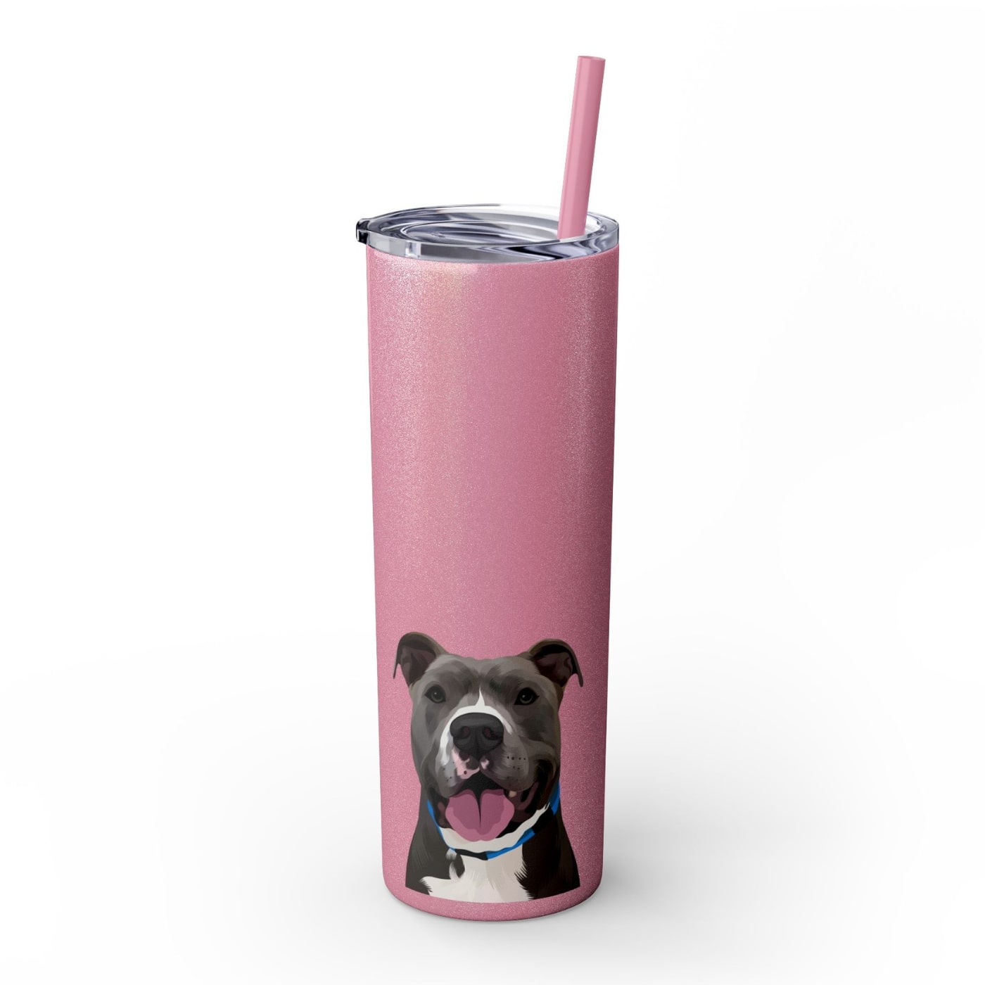 Custom Pet Portrait Skinny Glitter Tumbler - NEW!