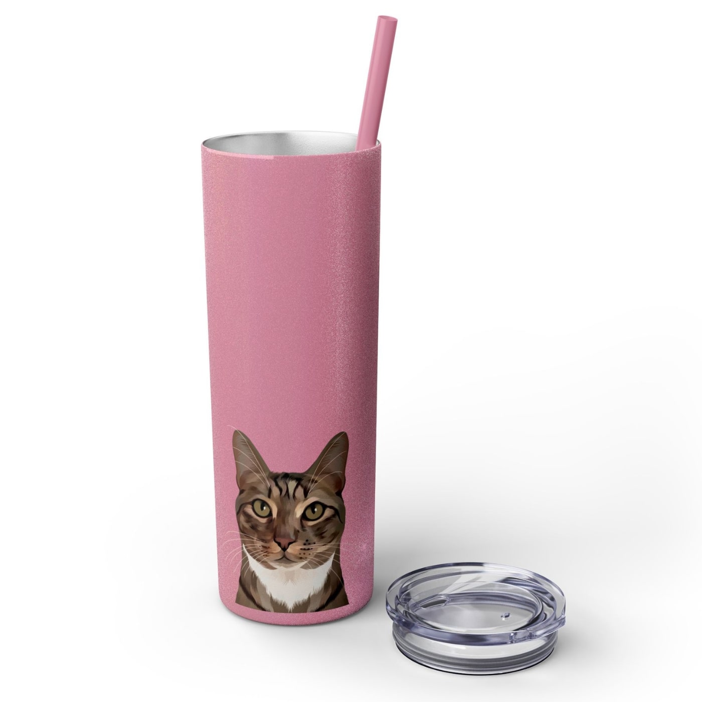 Custom Pet Portrait Skinny Glitter Tumbler - NEW!