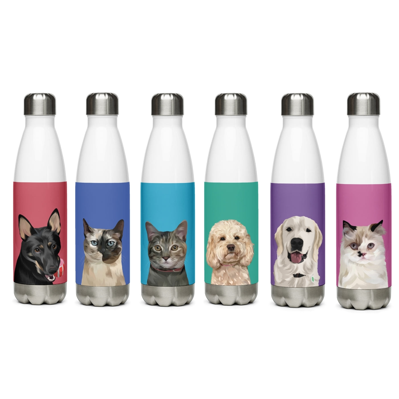 Custom Pet Portrait Water Bottle