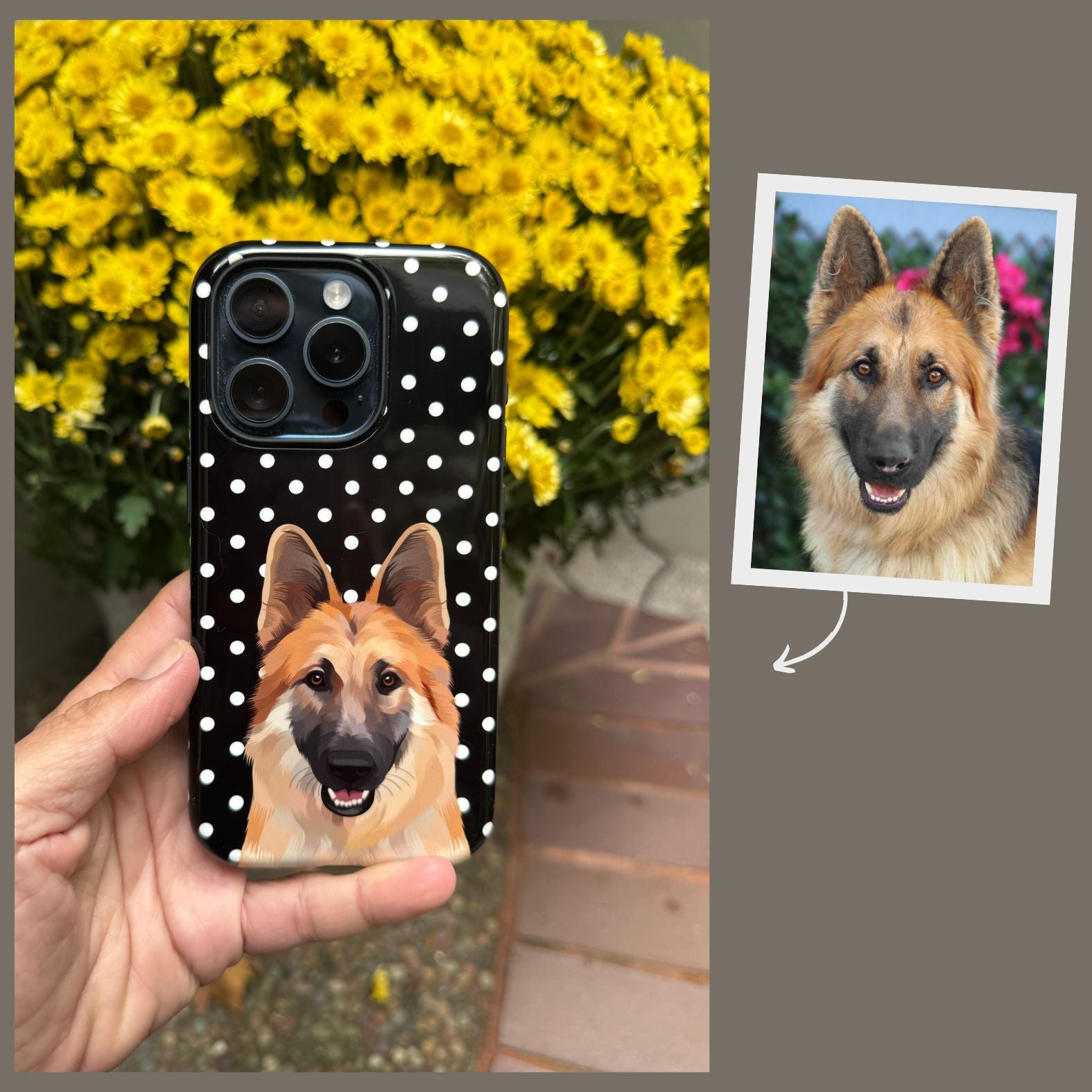 Custom Pet Portrait iPhone Case - Polka Dots - NEW!