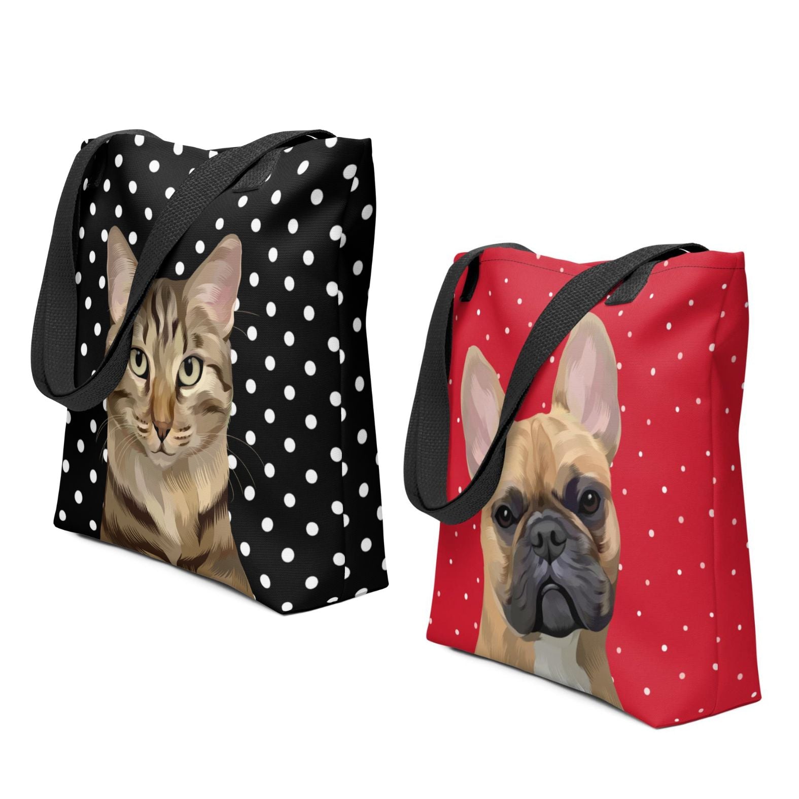 Pet Portrait Tote Bag - Polka Dots