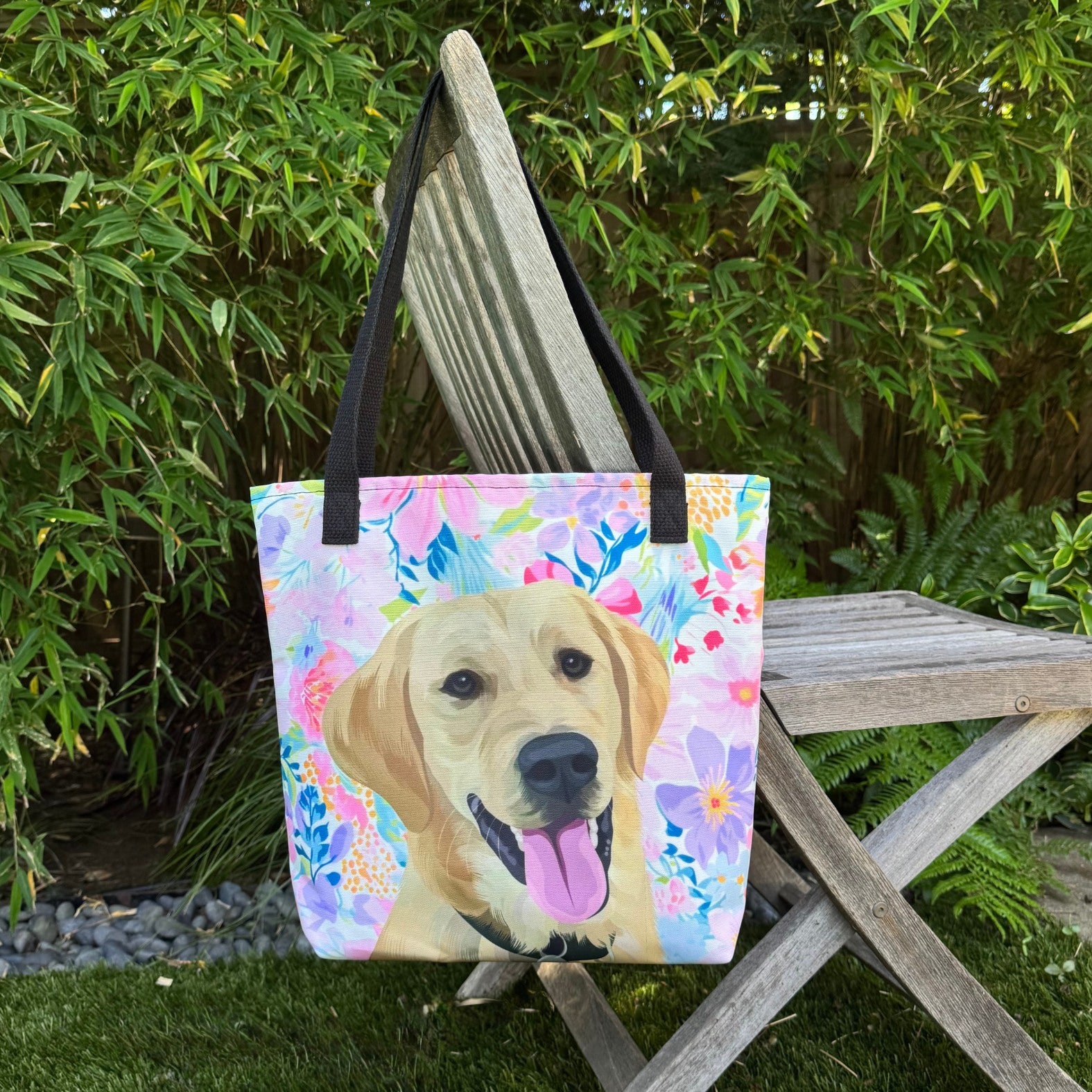 Pet Portrait Tote Bag - Florals