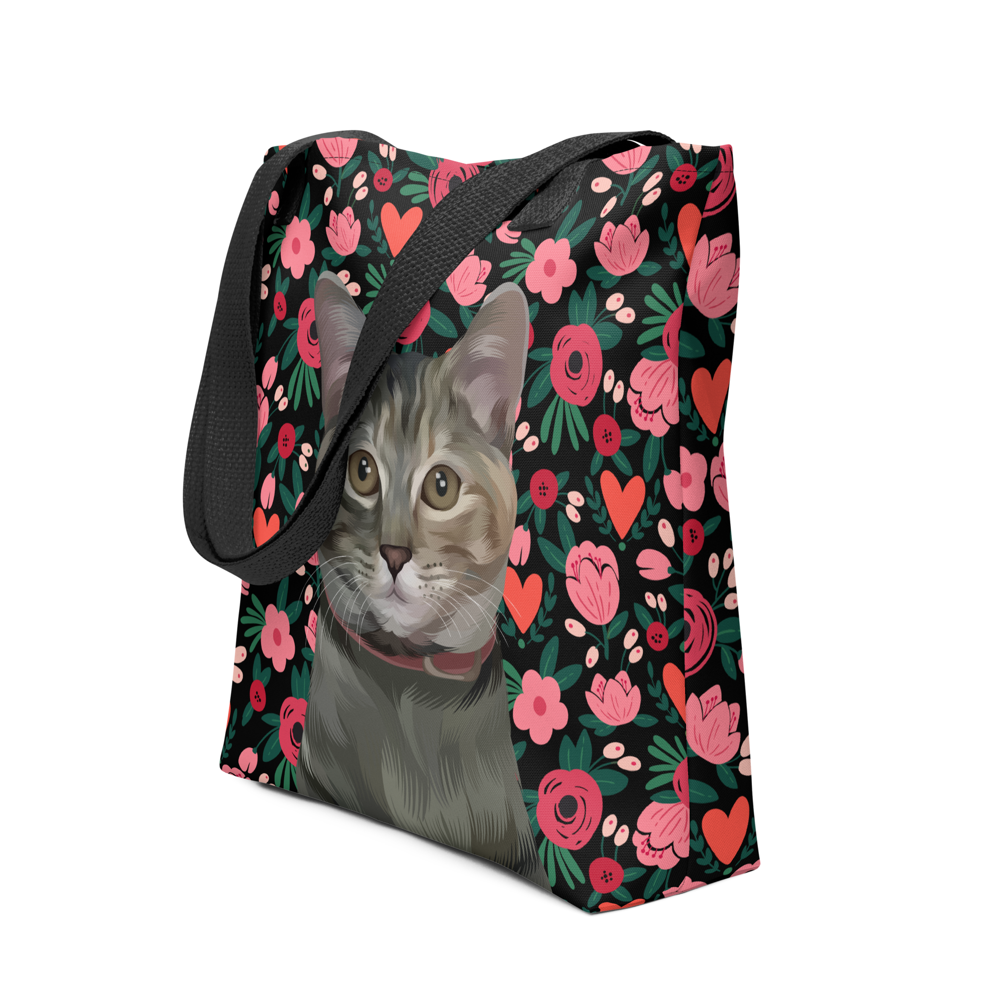 Pet Portrait Tote Bag - Hearts