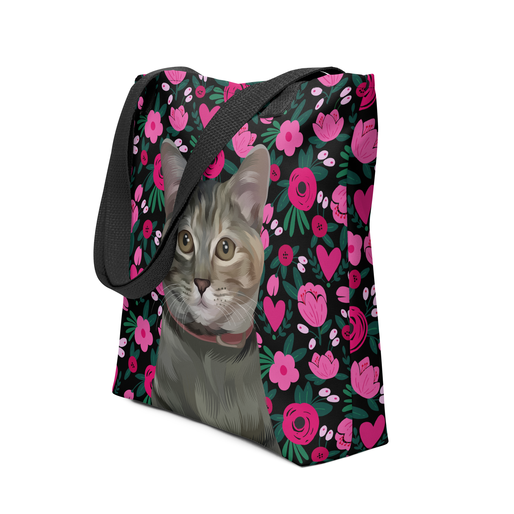 Pet Portrait Tote Bag - Hearts