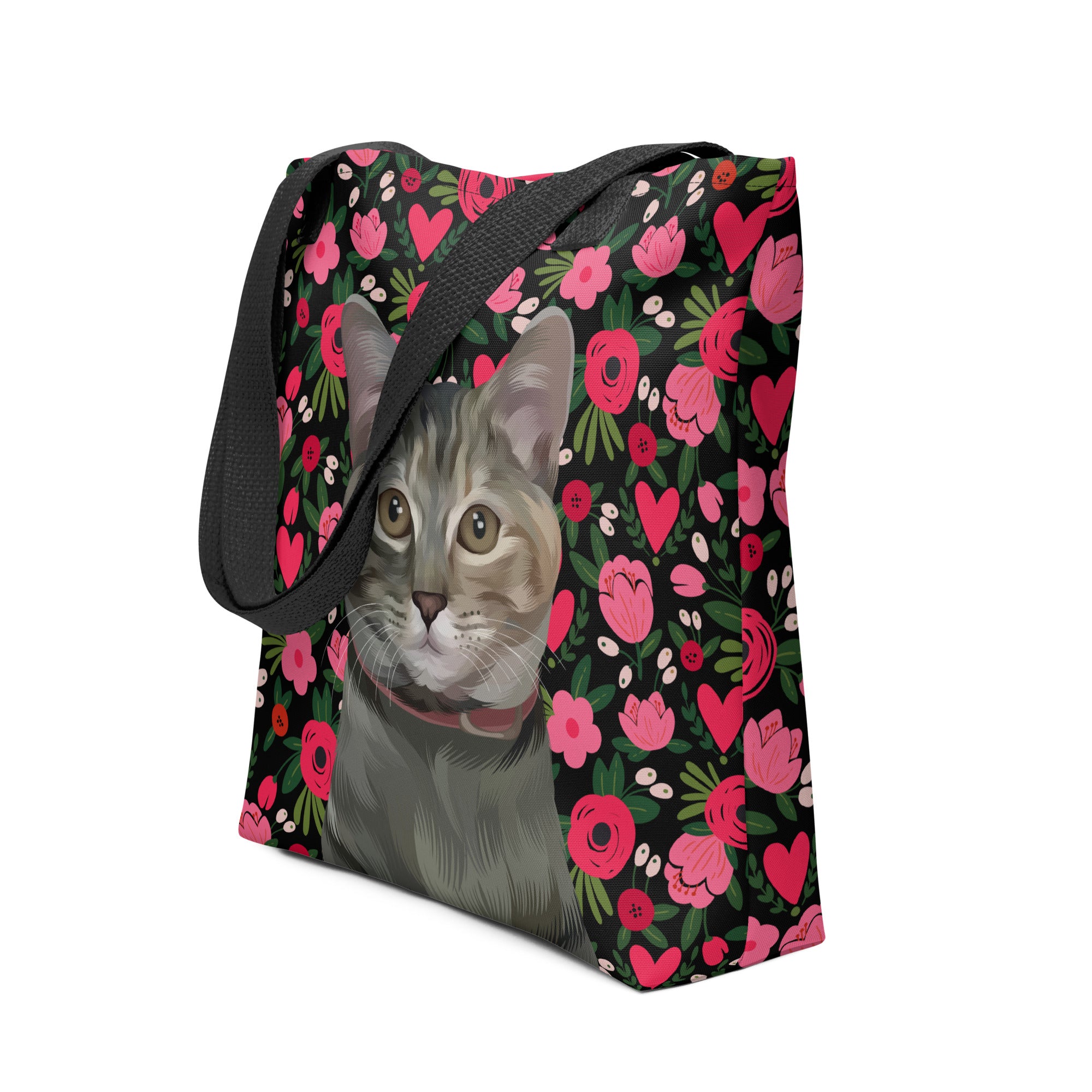 Pet Portrait Tote Bag - Hearts