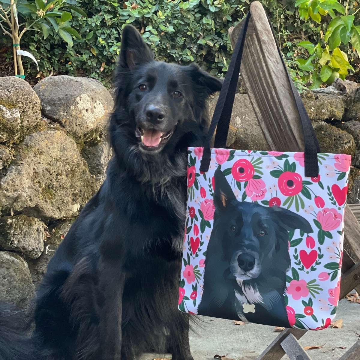 Pet Portrait Tote Bag - Hearts