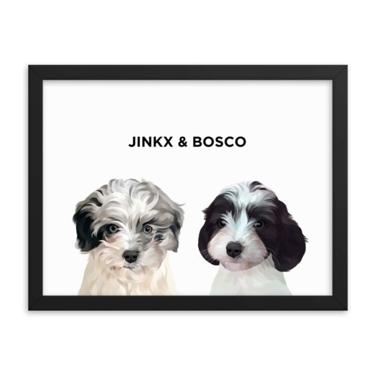 Custom Pet Portrait - Two Pets (Framed)