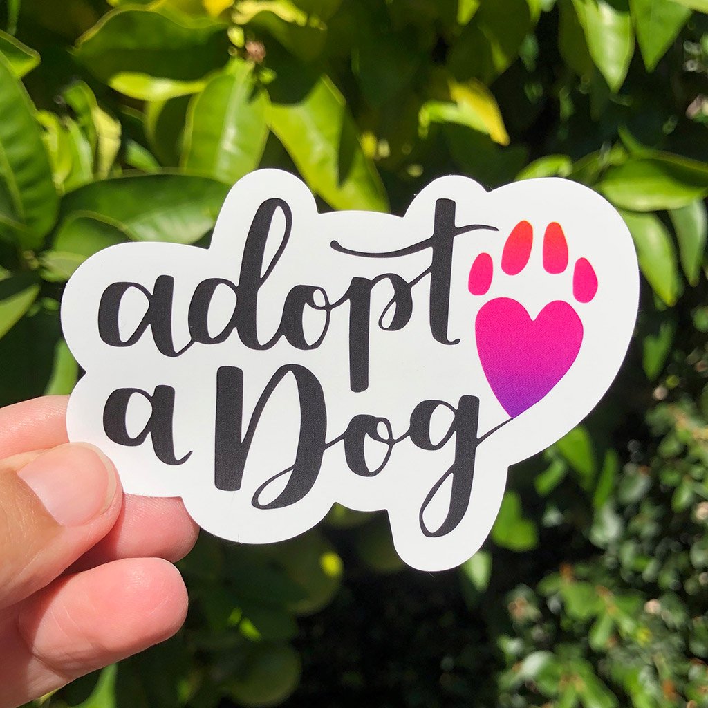Adopt a Dog - Large, Set of 2, Dog Lover Die-Cut Sticker