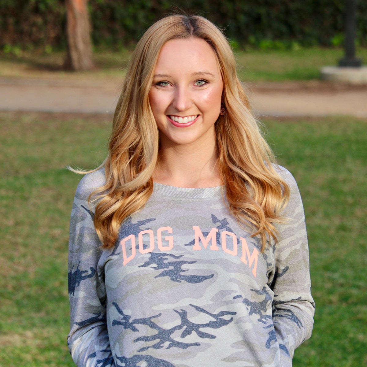 Dog Mom Long-sleeve Camo Top