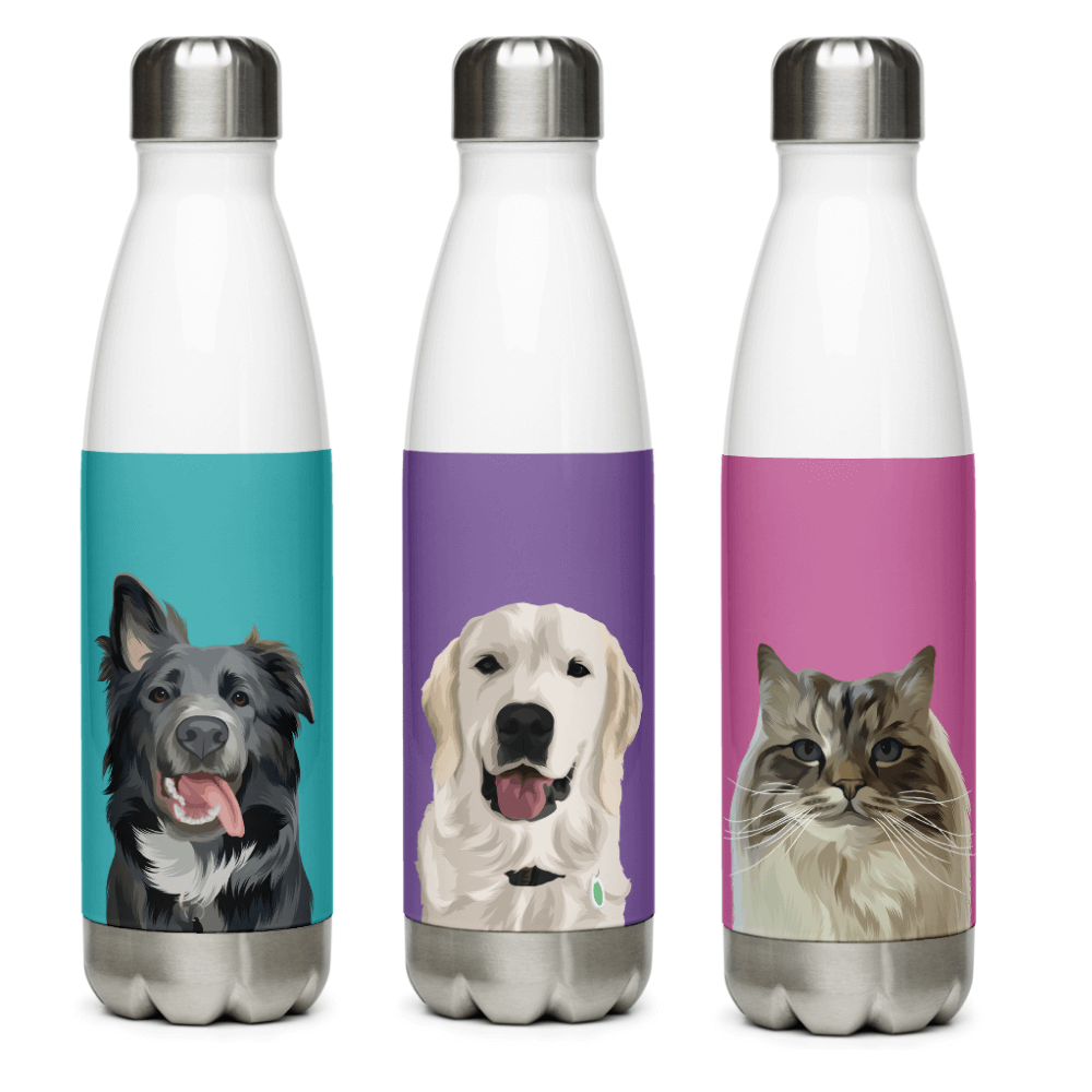 Custom Pet Portrait Water Bottle