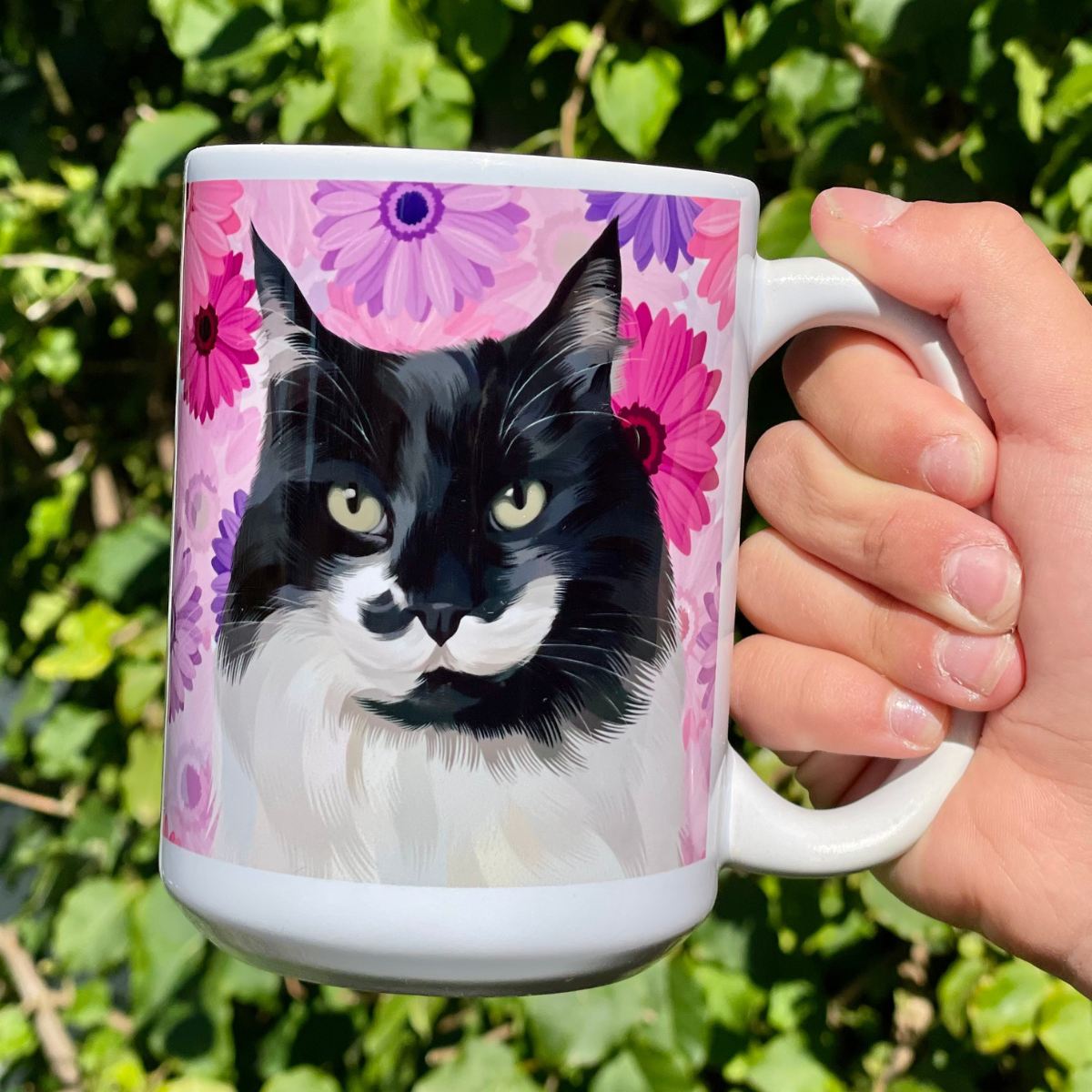 Custom Pet Portrait Mug - Florals