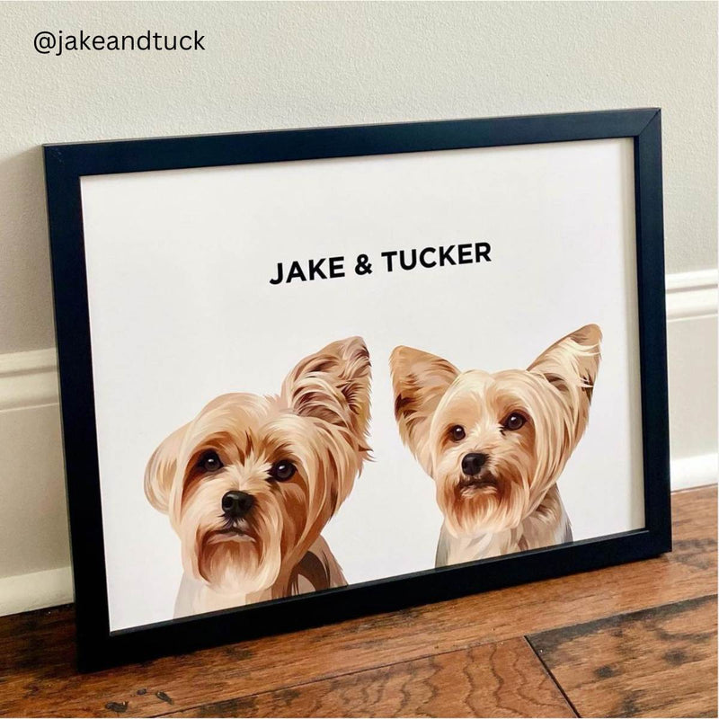 Custom Pet Portrait - Three Pets (Framed)
