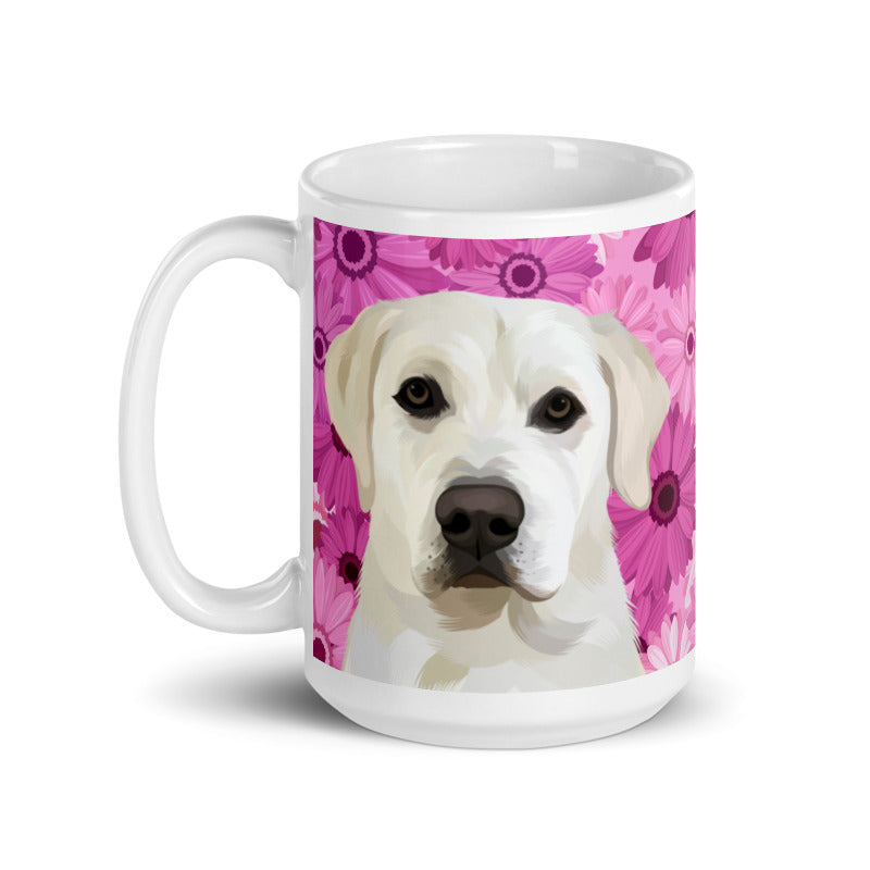 Custom Pet Portrait Mug - Florals