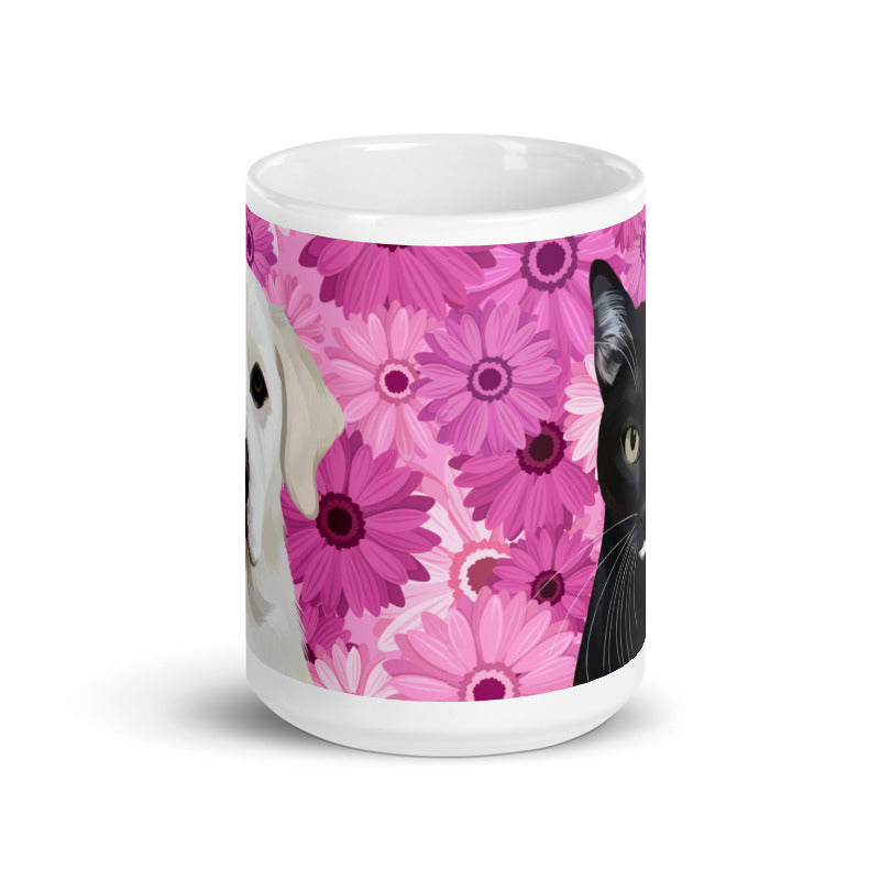 Custom Pet Portrait Mug - Florals