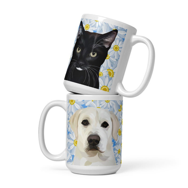 Custom Pet Portrait Mug - Florals