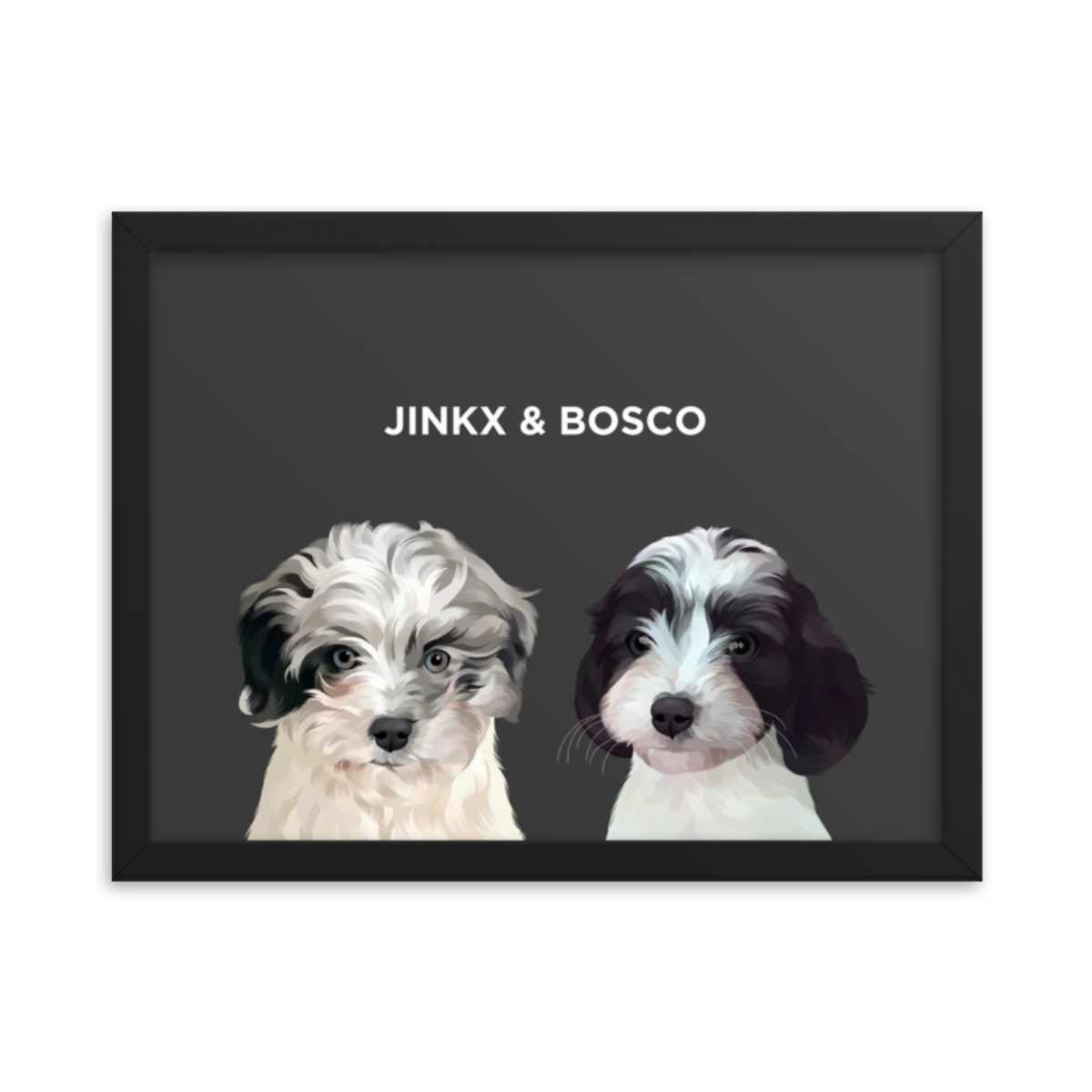 Custom Pet Portrait - Two Pets (Framed)