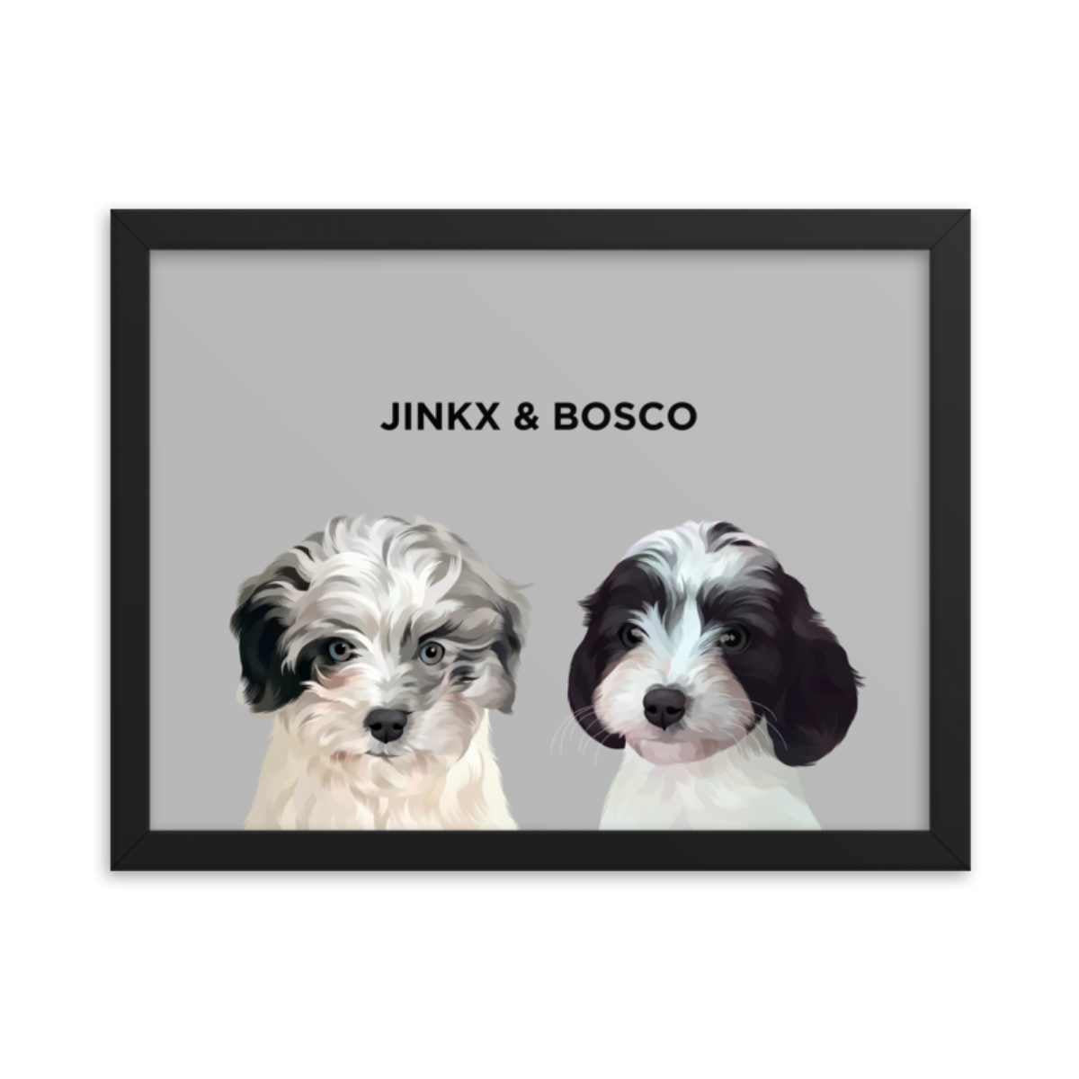 Custom Pet Portrait - Two Pets (Framed)