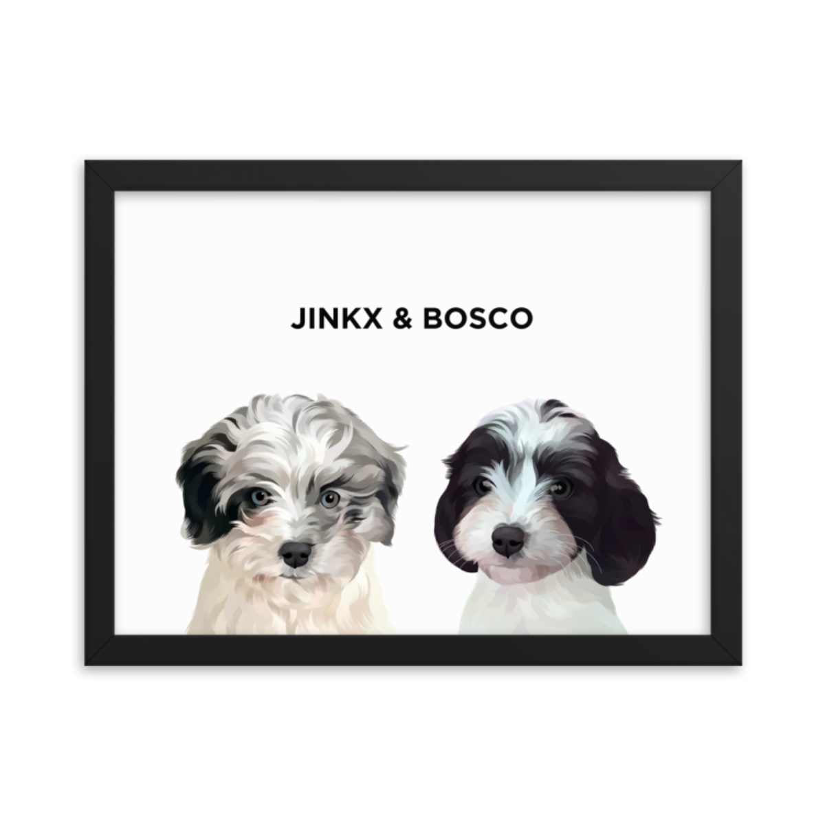 Custom Pet Portrait - Two Pets (Framed)