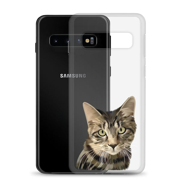 Custom Pet Portrait Samsung Phone Case - Transparent